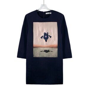 Dior Deep blue silk short-sleeve dress